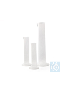 Messzylinder 25 ml in PP, niedere form mit erhabene Skala  Messzylinder 25 ml in PP, niedere form...